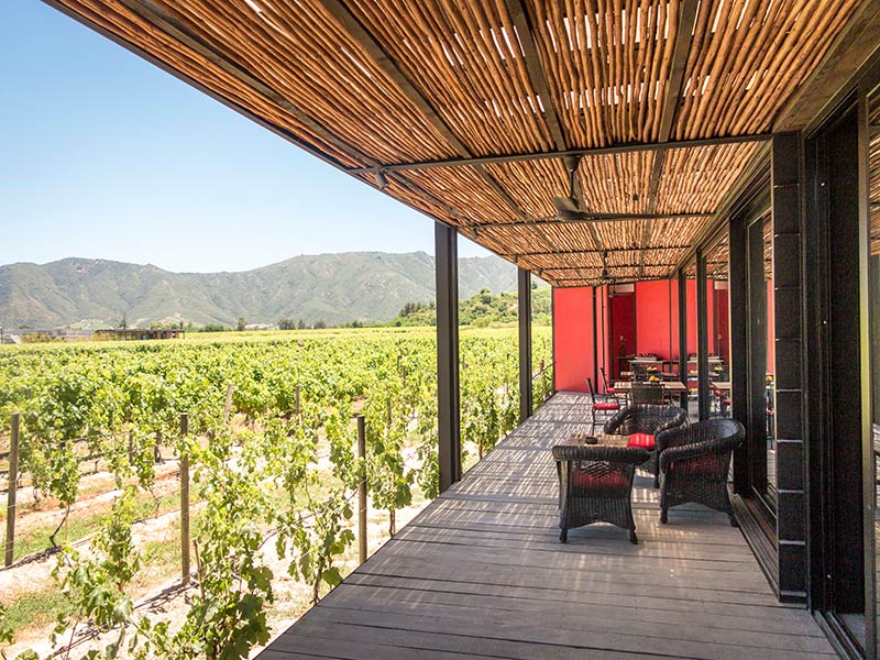 Photo of a covered porch overlooking a Vineyard in Colchagua Valley, Chile